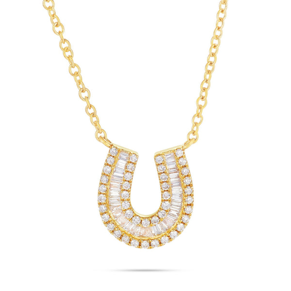 18K Gold 0.32ct Baguette Horseshoe Diamond Necklace