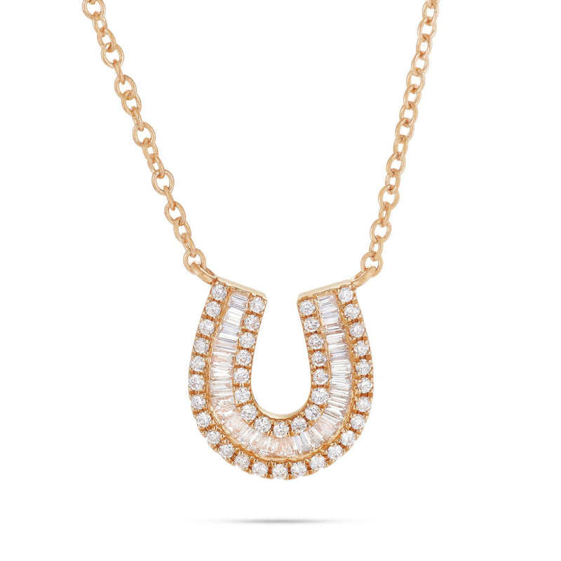 18K Gold 0.32ct Baguette Horseshoe Diamond Necklace