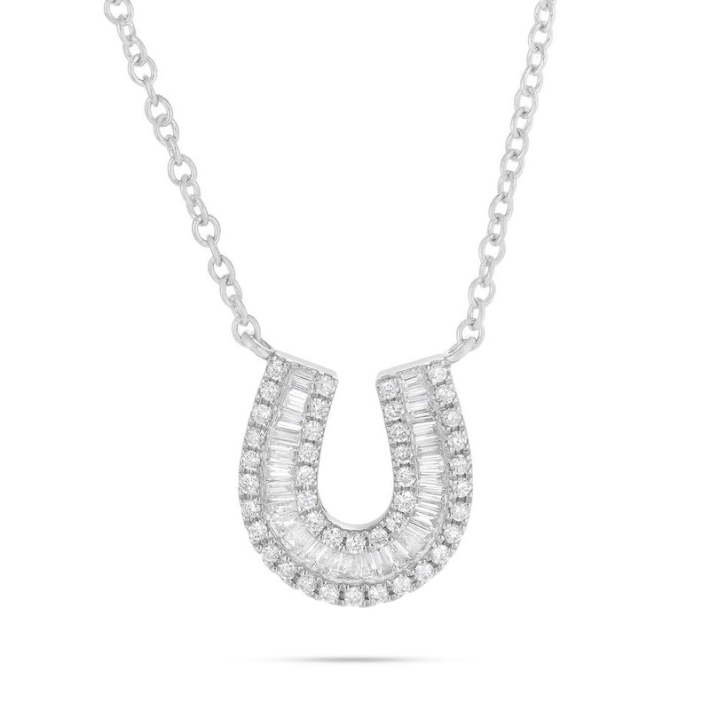 18K Gold 0.32ct Baguette Horseshoe Diamond Necklace