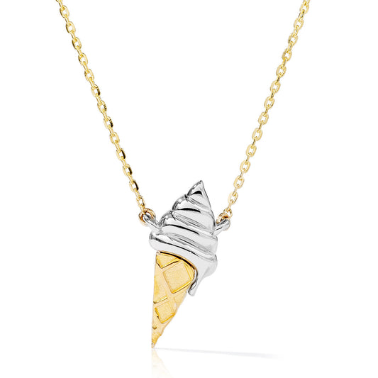 14kt Gold Two Toned Ice Cream Cone Necklace