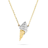 14kt Gold Two Toned Ice Cream Cone Necklace