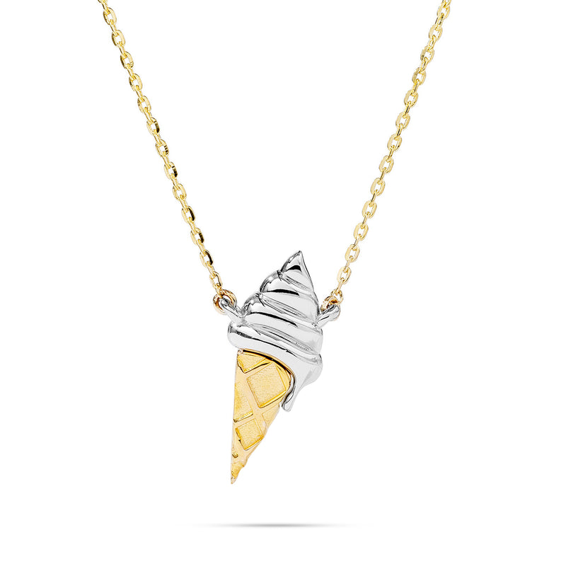14kt Gold Two Toned Ice Cream Cone Necklace