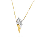 14kt Gold Two Toned Ice Cream Cone Necklace