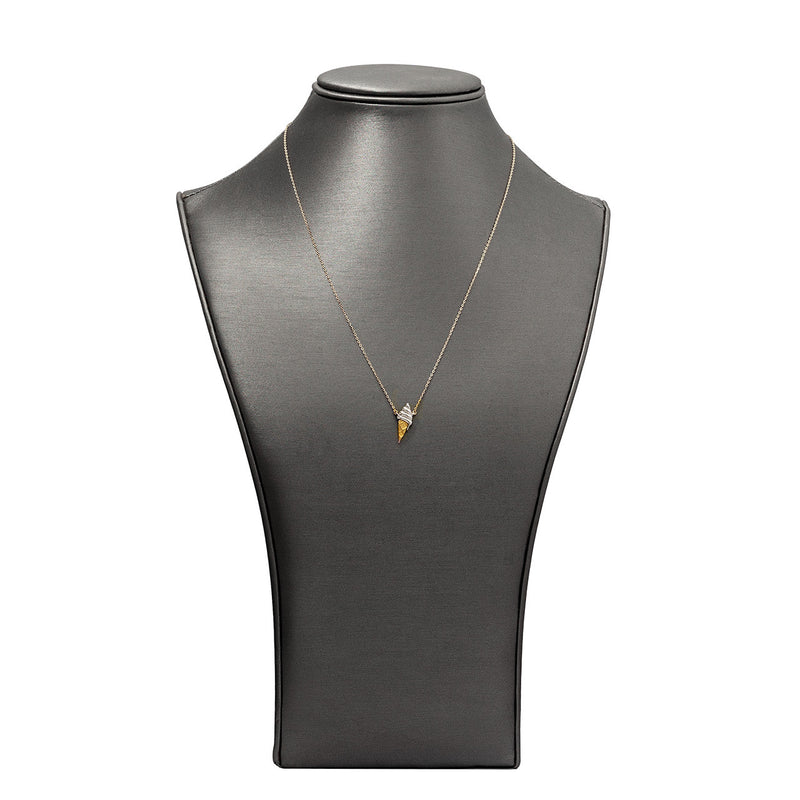 14kt Gold Two Toned Ice Cream Cone Necklace