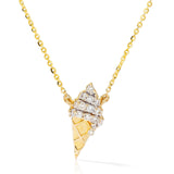 14kt Gold 0.24ct Diamond Ice Cream Cone Necklace