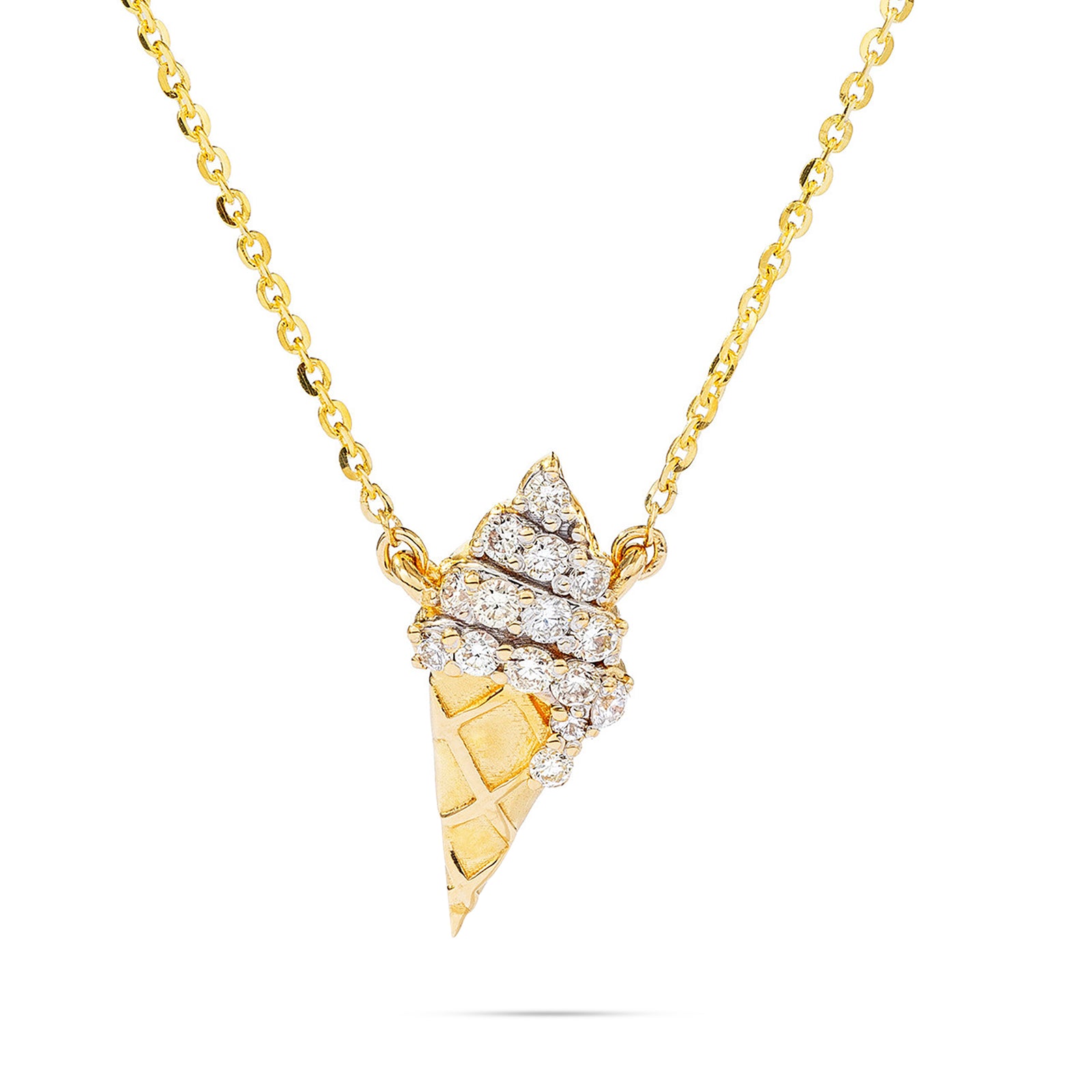 ネックレス・ペンダント Whisper Melt Ice Cream Necklace 14kt Gold 0.24ct Diamond Ice Cream Cone Necklace – SHYNE JEWELERS