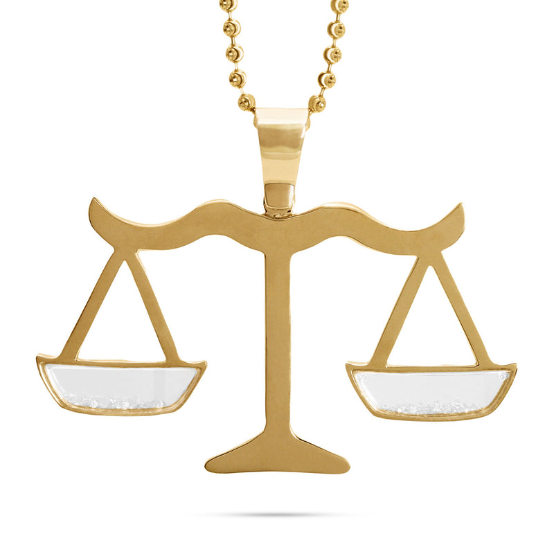 10k Custom Yellow Gold 4ct Diamond Libra Scale Pendant
