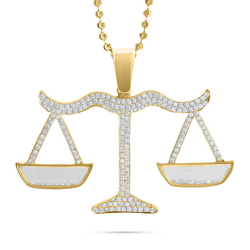 10k Custom Yellow Gold 4ct Diamond Libra Scale Pendant