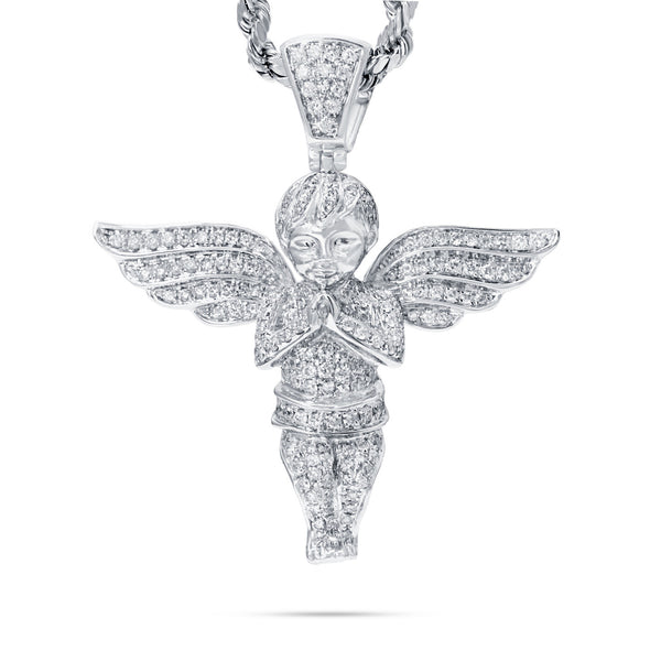 10k White Gold 1.75ct Diamond Angel Pendant