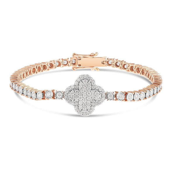 2.09 ct Tennis Bracelet with Clover Accent