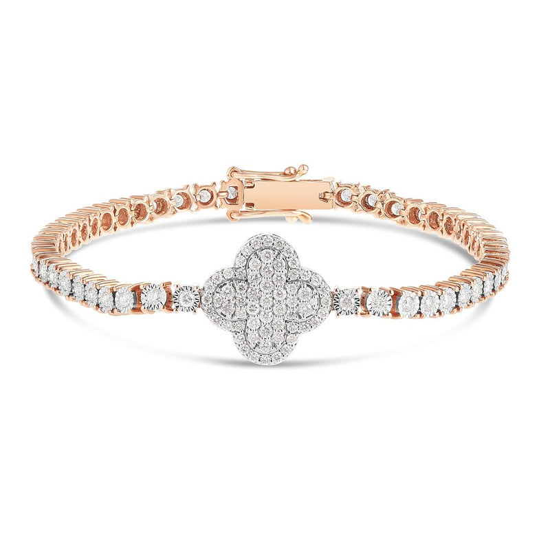 2.09 ct Tennis Bracelet with Clover Accent
