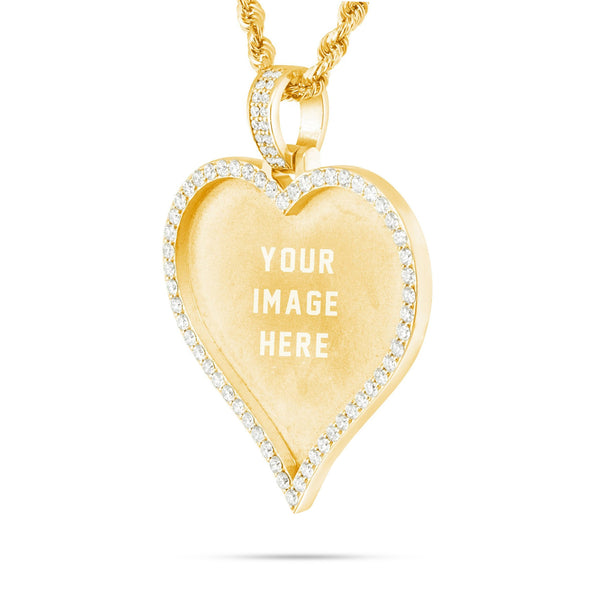 Large Gold & Diamond Heart Picture Pendant
