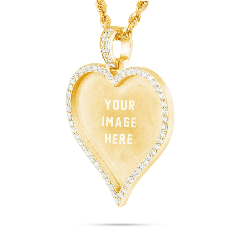 Large Gold & Diamond Heart Picture Pendant
