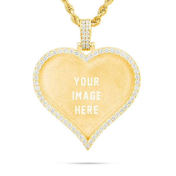 Large Gold & Diamond Heart Picture Pendant