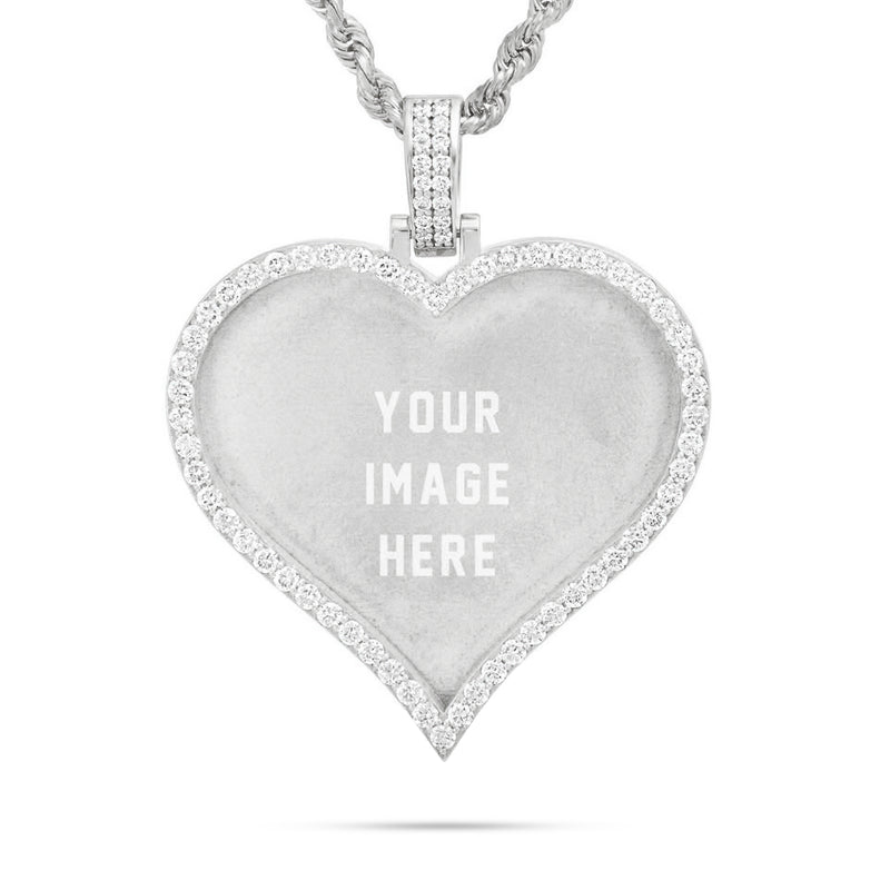 Large Gold & Diamond Heart Picture Pendant
