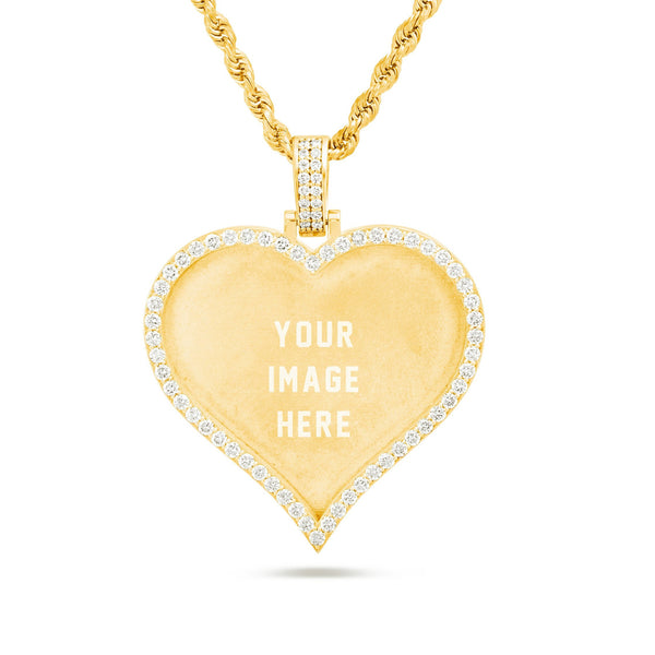 Large Gold & Diamond Heart Picture Pendant