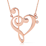 14k Gold Treble Clef Heart Music Lover Necklace