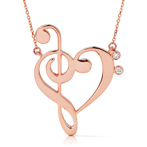 14k Gold Treble Clef Heart Music Lover Necklace