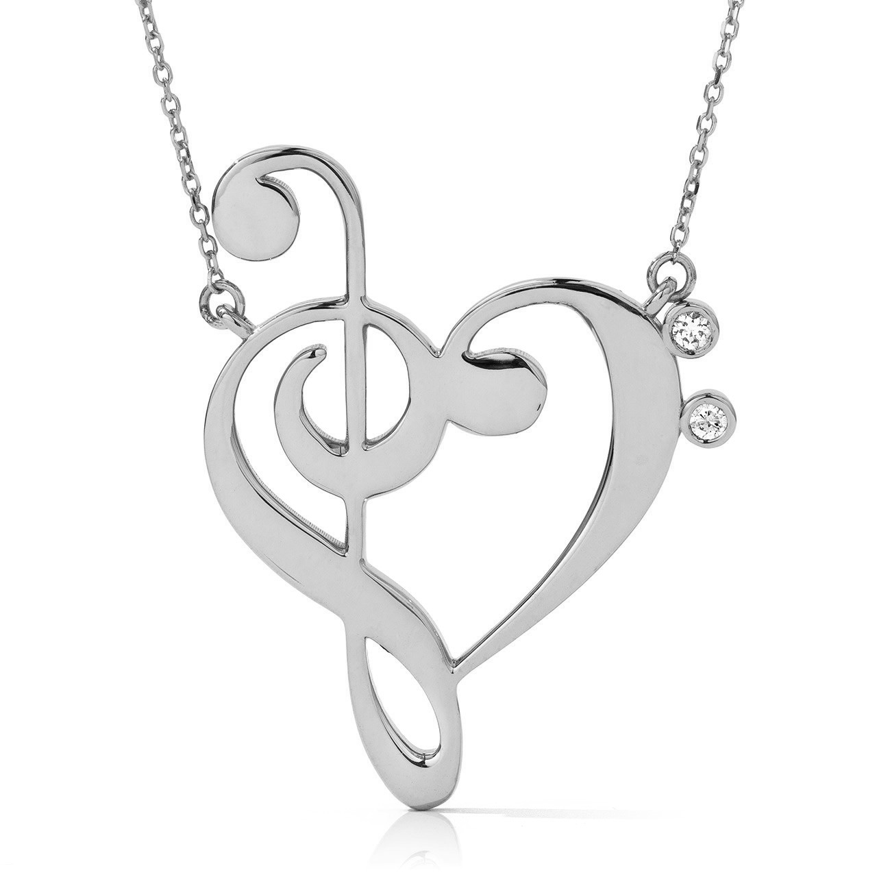 14k Gold Treble Clef Heart Music Lover Necklace