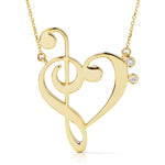 14k Gold Treble Clef Heart Music Lover Necklace