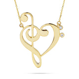 14k Gold Treble Clef Heart Music Lover Necklace