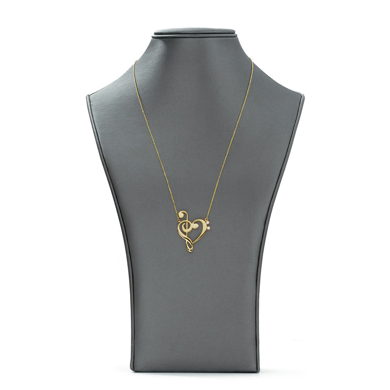 14k Gold Treble Clef Heart Music Lover Necklace