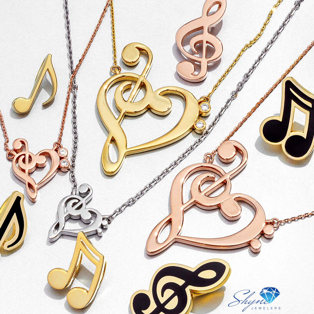 14k Gold Treble Clef Heart Music Lover Necklace