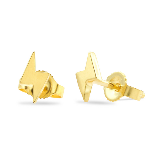 14k Gold Lightening Bold Studs