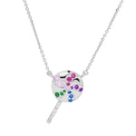 14kt White Gold Rainbow Lollipop Necklace