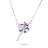 14kt White Gold Rainbow Lollipop Necklace