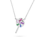 14kt White Gold Rainbow Lollipop Necklace