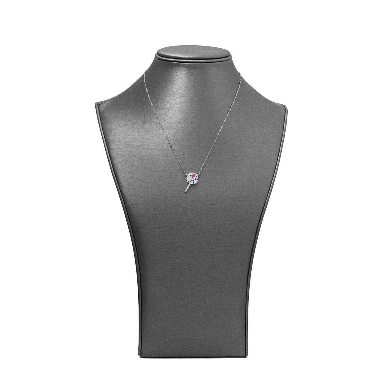 14kt White Gold Rainbow Lollipop Necklace