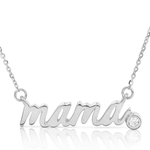 14k Yellow Gold 0.04ct Diamond Mama Statement Necklace