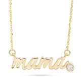 14k Yellow Gold 0.04ct Diamond Mama Statement Necklace