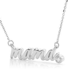 14k Yellow Gold 0.04ct Diamond Mama Statement Necklace