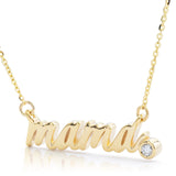 14k Yellow Gold 0.04ct Diamond Mama Statement Necklace