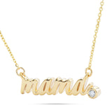 14k Yellow Gold 0.04ct Diamond Mama Statement Necklace