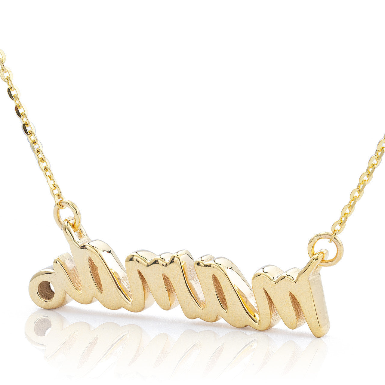 14k Yellow Gold 0.04ct Diamond Mama Statement Necklace