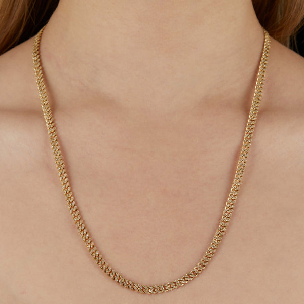 10K Gold 2.40ct Mini Diamond Cuban Chain