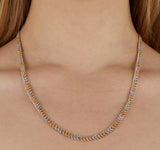 10K Gold Two Tone 2.40ct Mini Diamond Cuban Chain