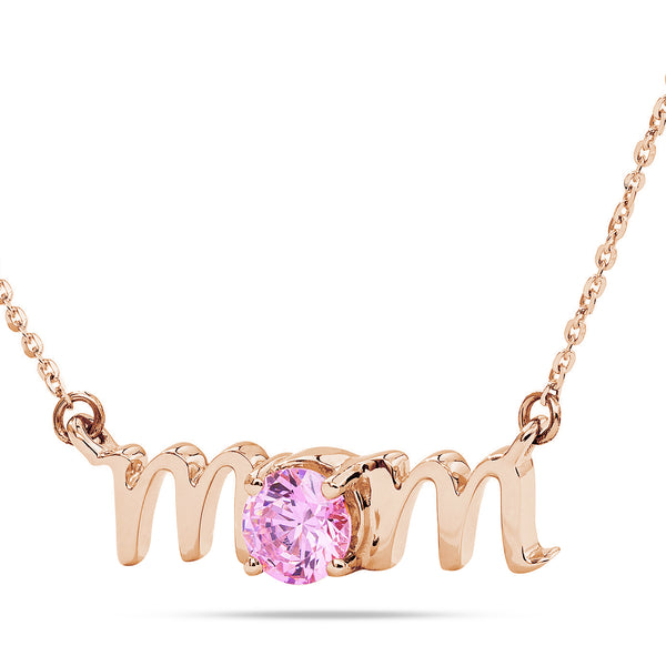 14k Gold Lowercase Mom Birthstone Statement Necklace
