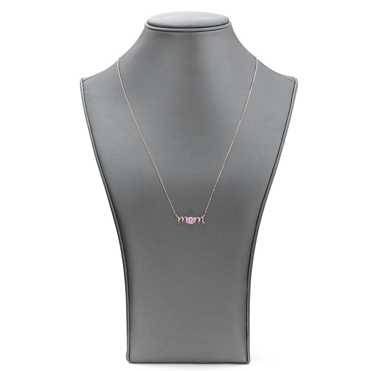 14k Gold Lowercase Mom Birthstone Statement Necklace