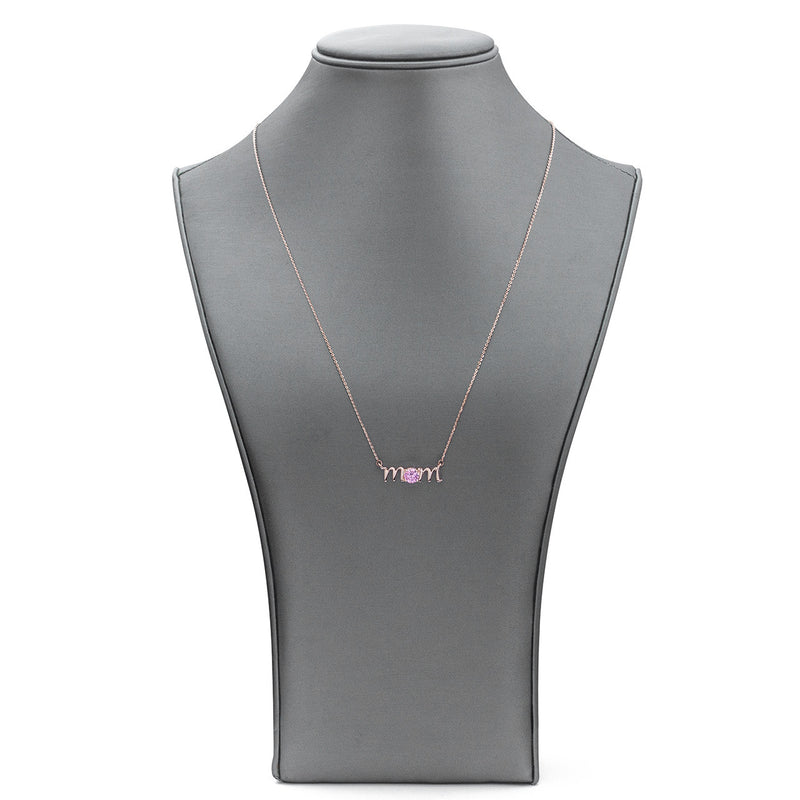 14k Gold Lowercase Mom Birthstone Statement Necklace