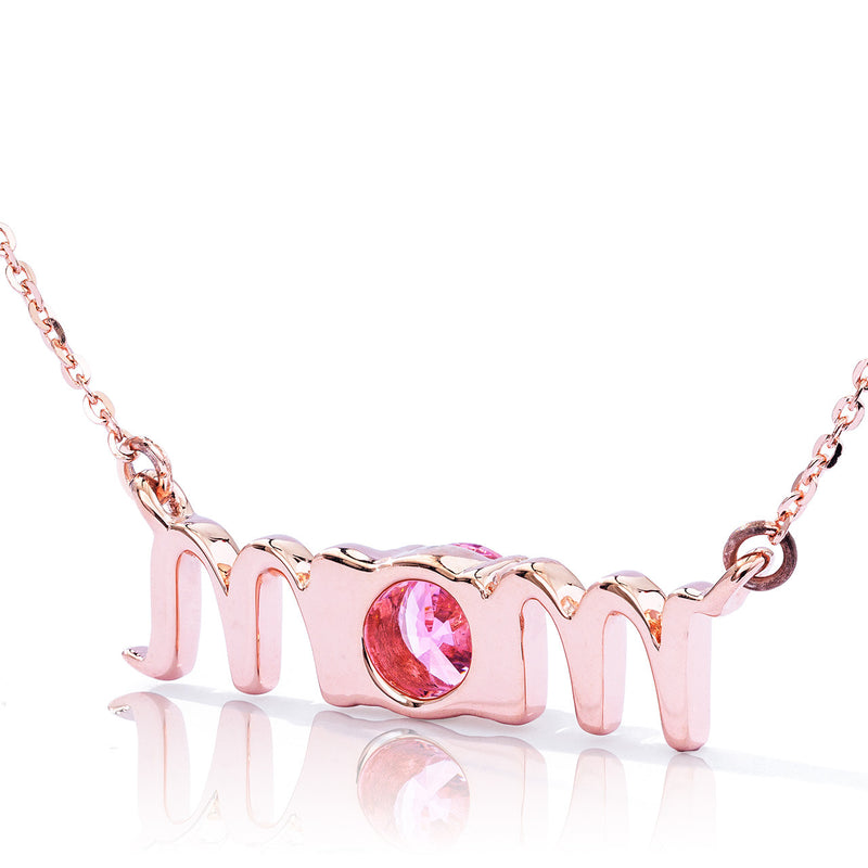 14k Gold Lowercase Mom Birthstone Statement Necklace