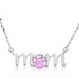 14k Gold Lowercase Mom Birthstone Statement Necklace