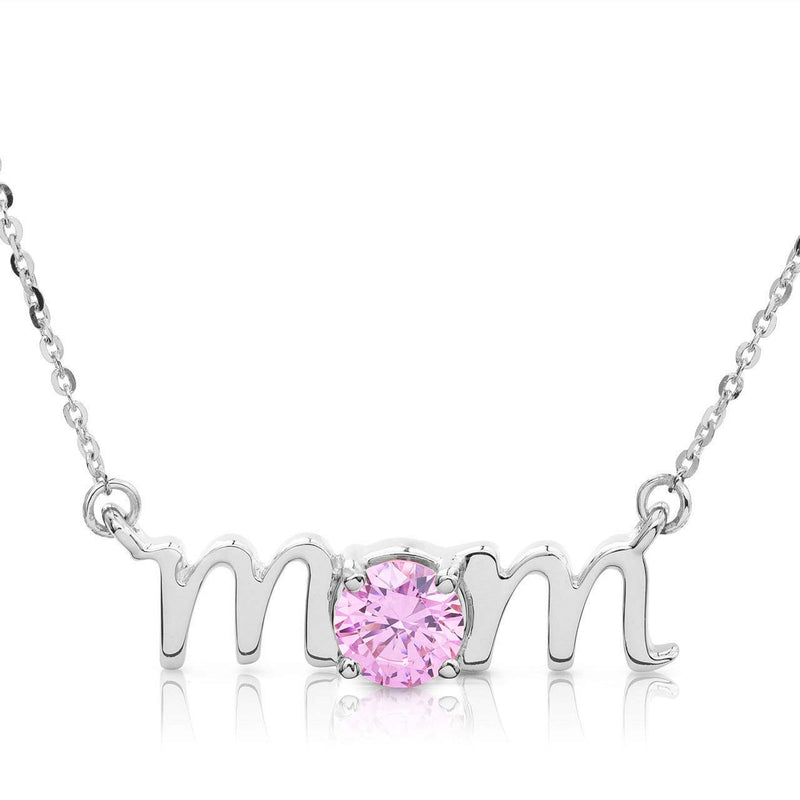 14k Gold Lowercase Mom Birthstone Statement Necklace