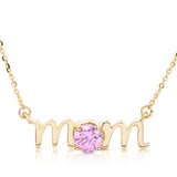 14k Gold Lowercase Mom Birthstone Statement Necklace