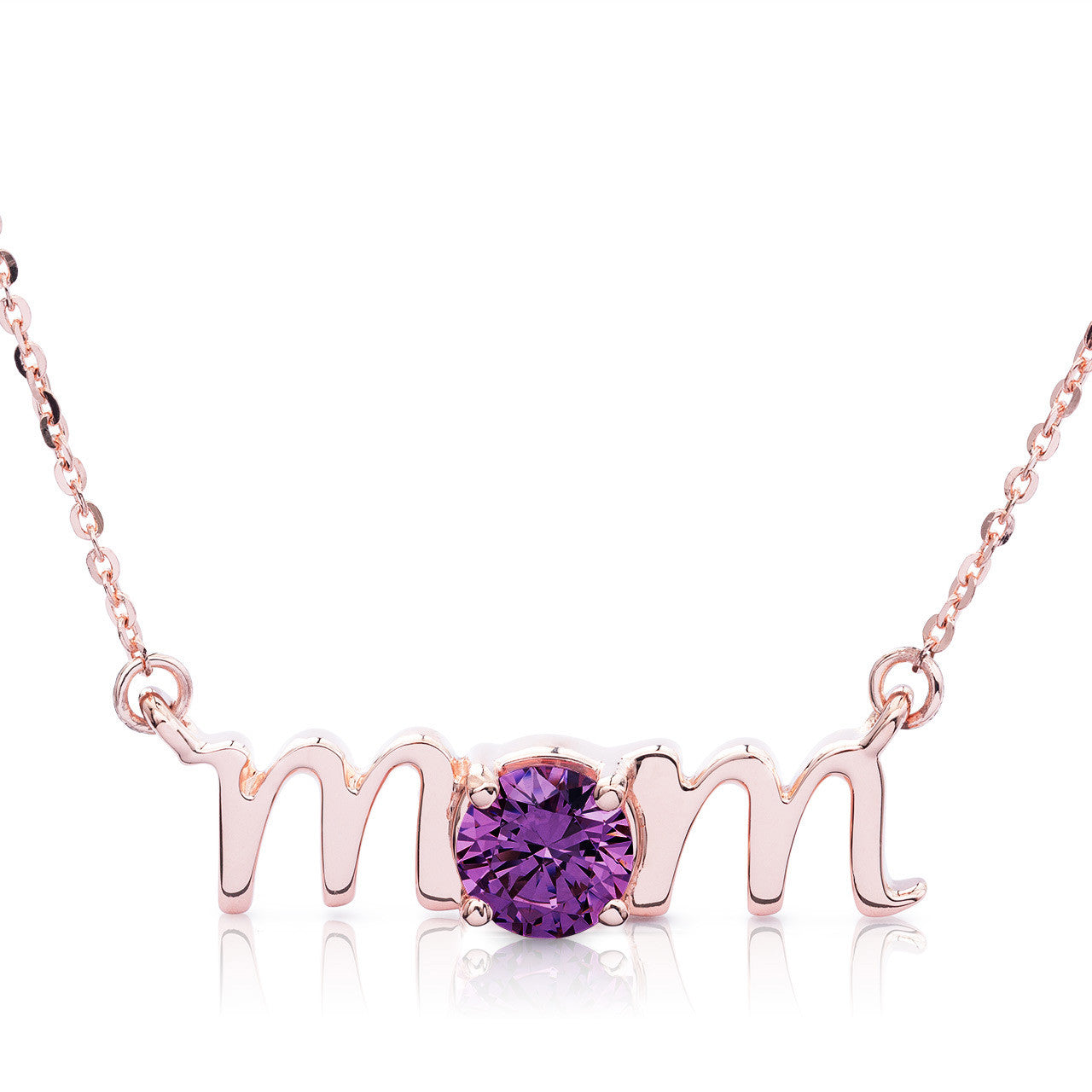 14k Gold Lowercase Mom Birthstone Statement Necklace