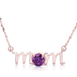 14k Gold Lowercase Mom Birthstone Statement Necklace