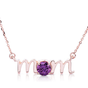 14k Gold Lowercase Mom Birthstone Statement Necklace